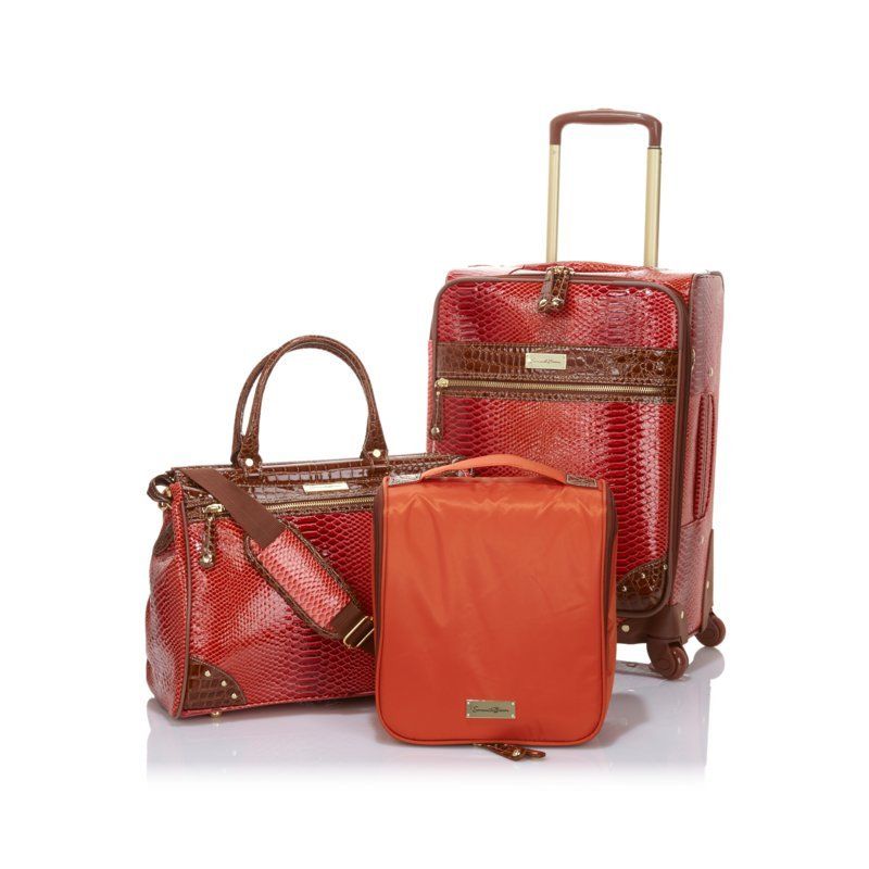 Samantha Brown Embossed Ombre Spinner 3piece Luggage Set Koi Orange