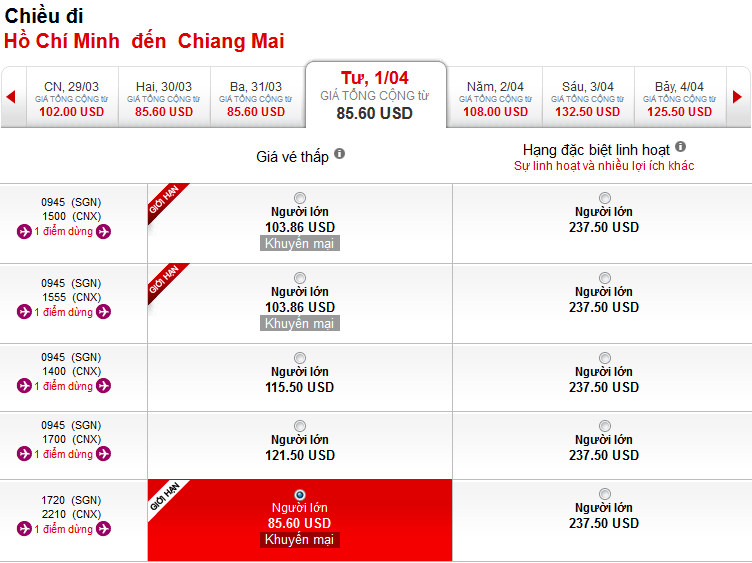 Vé máy bay air asia giá rẻ đi Chiang Mai