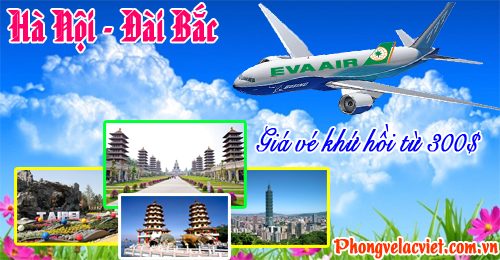 Eva Air khuyến mãi Hà Nội đi Đài Bắc giá 150 USD