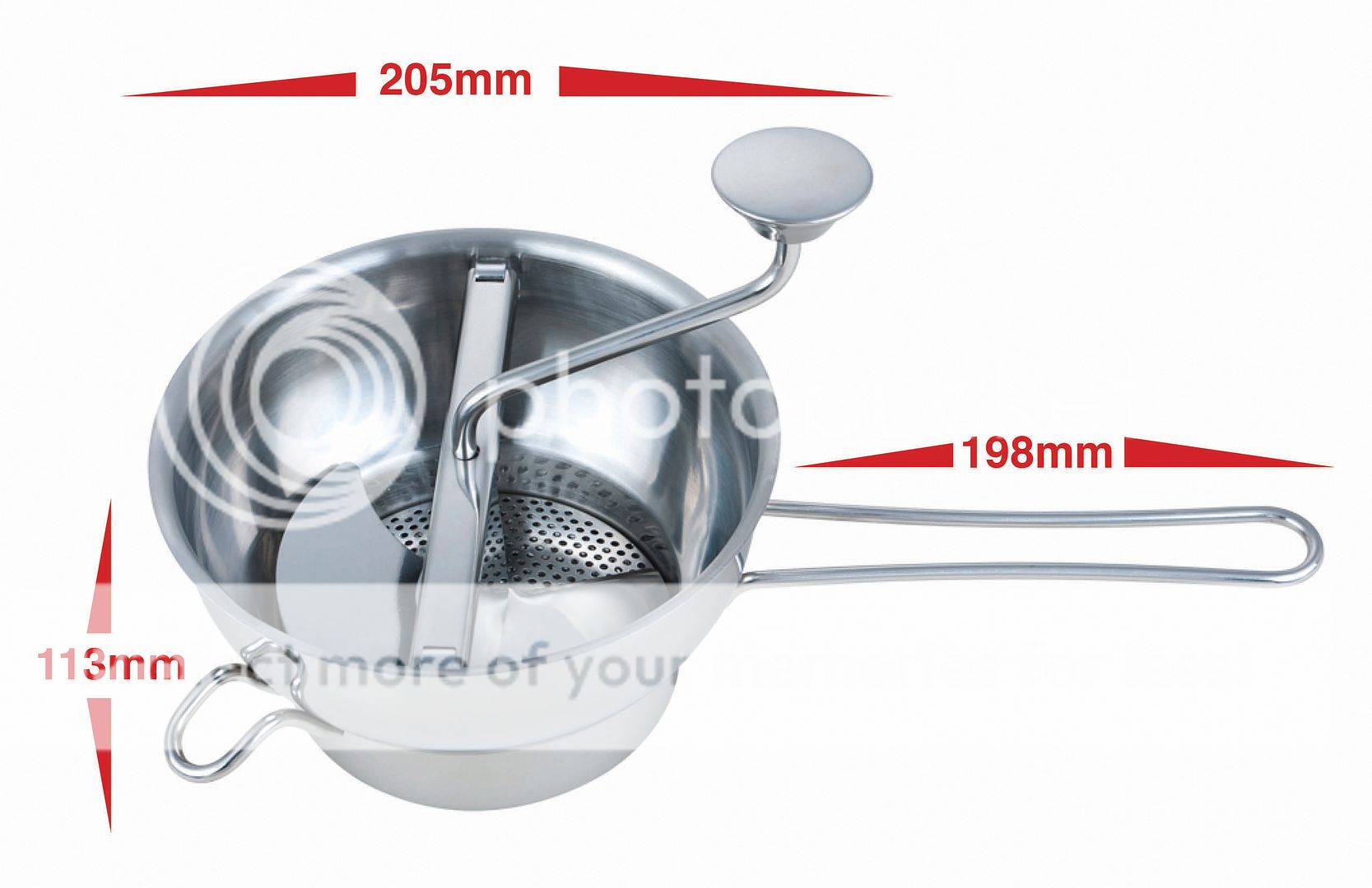 NEW Commercial Kitchen Mouli Food Mill 20CM 18/10 Stainless 2 Blades